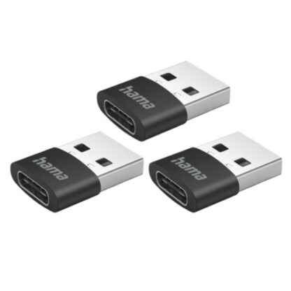 0808202466b421218f7bb Hama USB 2.0 Adapter 3-Pack, USB-A Male to USB-C Female, 480Mbps - Black Antler