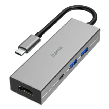 1208202466ba9d75d3502 Hama 4-Port USB-C 3.2 Gen1 Hub w/ HDMI, 2x USB-A, 1x USB-C, 1x HDMI, Aluminium - Black Antler