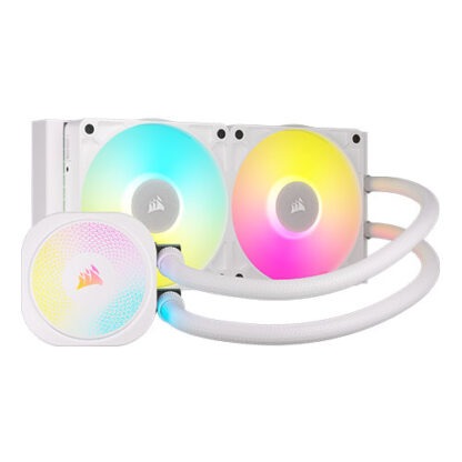 1308202466bbc977522dd Corsair iCUE LINK TITAN 240 RX RGB Liquid CPU Cooler, RX120 RGB Magnetic Dome Fans, 20 LED Pump Head, iCUE LINK Hub Included, White - Black Antler