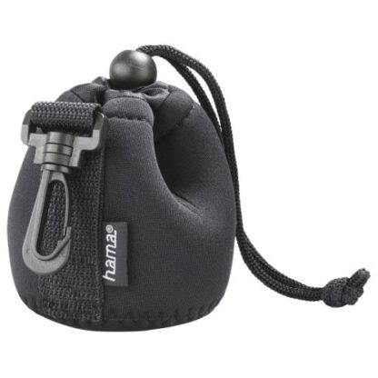 1408202466bd037f84d94 Hama Small Neoprene Lens Pouch, 50 x 65 mm, Snap Hook, Belt Loop - Black Antler