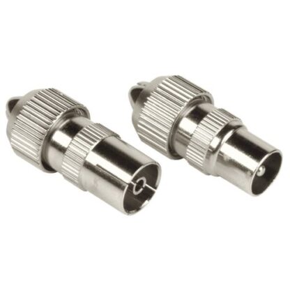 1408202466bd2b2520a55 Hama Coax Connector Set, 1 Male & 1 Female, Metal, Screw Attachment - Black Antler