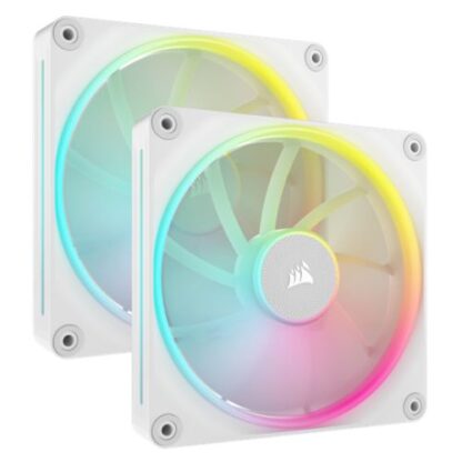 1608202466bf543d6ed3c Corsair iCUE LINK LX140 14cm PWM RGB Case Fans (2-Pack), 18 RGB LEDs, Magnetic Dome Bearing, 2000 RPM, iCUE LINK Hub Included, White - Black Antler