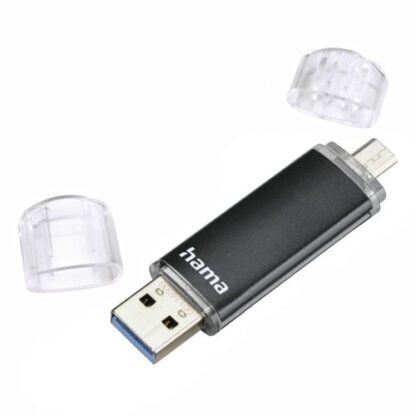 2008202466c51a38b7a29 Hama Laeta Twin 32GB USB 3.0/Micro USB Memory Pen, OTG, Aluminium Casing, Black - Black Antler