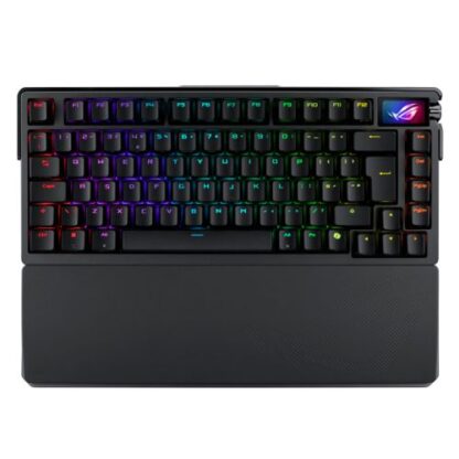 2108202466c5fc643130b Asus ROG AZOTH Extreme Compact 75% Mechanical RGB Gaming Keyboard, Wireless/Btooth/USB, NX Snow Switches, 8000Hz, OLED Display, Control Knob - Black Antler