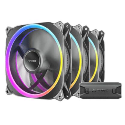 2308202466c8bdd604ca6 Antec Neo Prizm T3 140 ARGB PWM 14cm Case Fans (3-Pack), 30mm Thick, ARGB & PWM Fan Controller, Hydro Bearing, 600-1500 RPM, Black - Black Antler