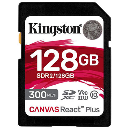 2408202466c9fb7b2f623 Kingston 128GB Canvas React Plus SDXC Card, UHS-II Class 10, U3, For 8K/3D/VR Videos/Photos, R/W 300/260MB/s - Black Antler