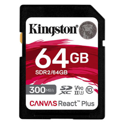 2408202466c9fba6efd28 Kingston 64GB Canvas React Plus SDXC Card, UHS-II Class 10, U3, For 8K/3D/VR Videos/Photos, R/W 300/260MB/s - Black Antler