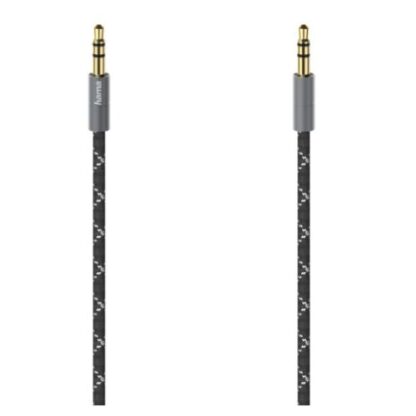 3108202466d2d7811a350 Hama 3.5mm Jack Stereo Cable, Male to Male, Gold-Plated, Fabric Jacket, 1.5 Metre - Black Antler