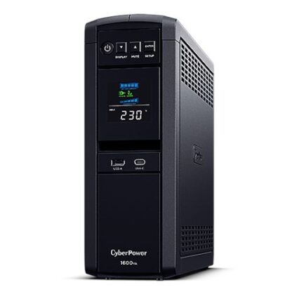 0209202466d60d6b10098 CyberPower PFC Sinewave 1600VA Line Interactive Tower UPS, 1000W, LCD Display, 2x UK Plug, 4x IEC, AVR Energy Saving - Black Antler