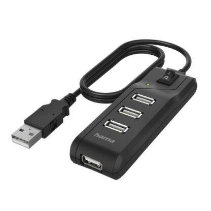 0309202466d77ffe13ae3 Hama External 4-Port USB 2.0 Hub, USB Powered, On/Off Switch, Black - Black Antler