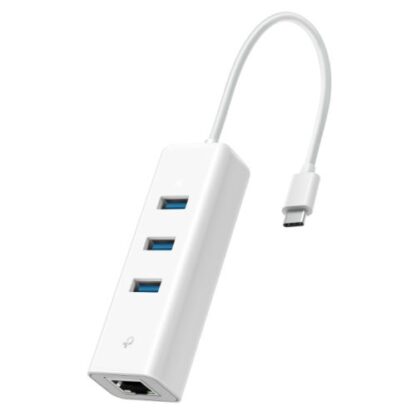 0909202466df3ba282fd6 TP-LINK (UE330C) 3-Port USB-C Hub & Gigabit Ethernet Adapter, 3x USB-A 3.0, 1x GB LAN, White - Black Antler