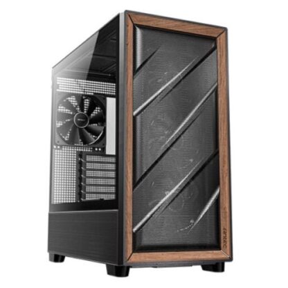 1009202466e0621c6dbac Antec FLUX Gaming Case w/ Glass Side, E-ATX, Multi Vent Design, Mesh/Wood Front, 5 PWM Fans, ARGB PWM Fan Hub, USB-C, BTF Compatible, Black - Black Antler