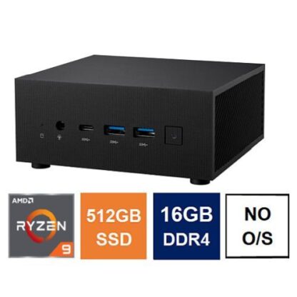 2509202466f4153d001d8 Spire Mini PC, Asus PN52 Case, Ryzen 9 5900HX, 16GB 3200MHz, 512GB SSD, 2.5G LAN, Wi-Fi 6E, HDMI, DP, USB-C, VESA Mountable, No Operating System - Black Antler