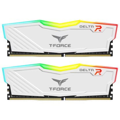 0110202466fb5b64f1284 Team T-Force Delta RGB 32GB Kit (2 x 16GB), DDR4, 3600MHz (PC4-28800), CL18, XMP 2.0, DIMM Memory, White - Black Antler