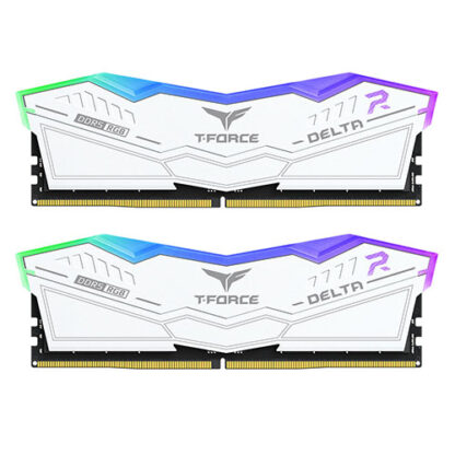 0110202466fb5b7b9aa0e Team T-Force Delta RGB 32GB Kit (2 x 16GB), DDR5, 7200MHz (PC5-57600), CL34, ECC, XMP 3.0, PMIC, DIMM Memory, White - Black Antler