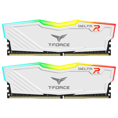 0110202466fb5bb784769 Team T-Force Delta RGB 64GB Kit (2 x 32GB), DDR4, 3600MHz (PC4-28800), CL18, XMP 2.0, DIMM Memory, White - Black Antler