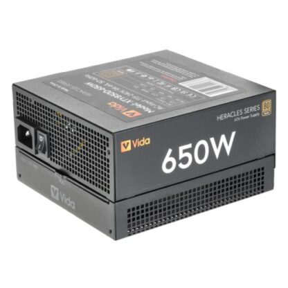 0310202466fe8900edab8 Vida 650W Heracles Black ATX Gaming PSU, 80+ Bronze, 14cm Ultra-Quiet FDM Fan, Flat Black Cables, Power Lead Not Included - Black Antler