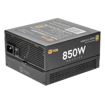 0310202466feb7e70e475 Vida 850W Heracles Black ATX 3.1 Gaming PSU, 80+ Gold, Fully Modular, 14cm Ultra-Quiet FDM Fan, Flat Black Cables, PCIe 5.1, Power Lead Not Included - Black Antler