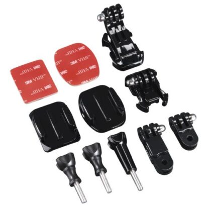 0410202467002b5d1346e Hama Mounting Accessory Set for GoPro and Action Cameras - 2x Mounting Plates, Adhesive Pads, Fasteners, Swivelling Arm - Black Antler