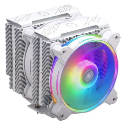 0810202467053dd4a0d1a Cooler Master Hyper 622 Halo ARGB Dual Tower Heatsink & Fans, Intel/AMD, 6 Heat Pipes, 2x ARGB Fans, 157mm High, White - Black Antler