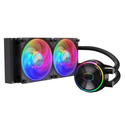 0810202467053e0c7a9c7 Cooler Master PL240 Flux ARGB 240mm Liquid CPU Cooler, 2x ARGB PWM Fans, RGB Pump Head, RGB Controller, Black - Black Antler