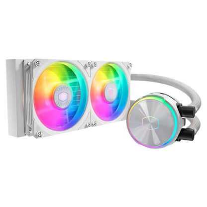 0810202467053e0dbfaf3 Cooler Master PL240 Flux ARGB 240mm Liquid CPU Cooler, 2x ARGB PWM Fans, RGB Pump Head, RGB Controller, White - Black Antler