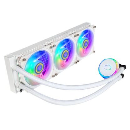 0810202467053e0f07860 Cooler Master PL360 Flux ARGB 360mm Liquid CPU Cooler, 3x ARGB PWM Fans, RGB Pump Head, RGB Controller, White - Black Antler