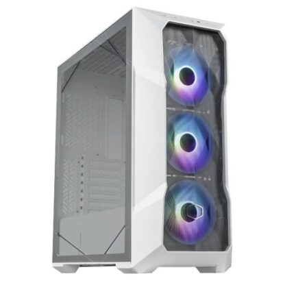 1110202467093c64cb30e Cooler Master MasterBox TD500 Mesh V2 Gaming Case w/ Glass Side, E-ATX, 3x ARGB Fans, ARGB Fan Hub, FineMesh Front, USB-C, White - Black Antler