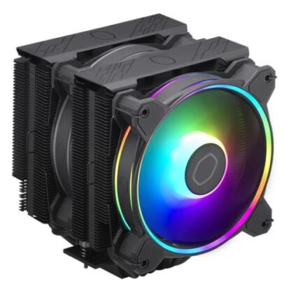 111020246709409ab2e59 Cooler Master Hyper 622 Halo ARGB Dual Tower Heatsink & Fans, Intel/AMD, 6 Heat Pipes, 2x ARGB Fans, 157mm High, Black - Black Antler