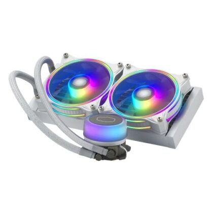 14102024670d5842ec5c9 Cooler Master MasterLiquid ML240 Illusion ARGB 240mm Liquid CPU Cooler, 2x ARGB PWM Fans, Translucent Dome, White - Black Antler