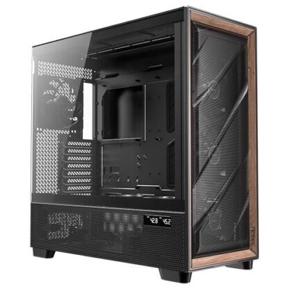 21102024671686ccc3798 Antec FLUX Pro Gaming Case w/ Glass Side, E-ATX, Multi Vent Design, Mesh/Wood Front, 6 PWM Fans & Hub, USB-C, CPU/GPU Temp Display, Monitoring Software, Black - Black Antler