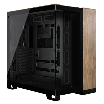 2310202467190ea9a5f0e Corsair 6500X Dual Chamber Gaming Case w/ Glass Side & Front, ATX, Mesh Panels, USB-C, Asus BTF Compatible, Black/Walnut Wood - Black Antler