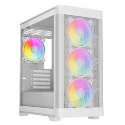 291020246720e464daf1b Vida Zephyr V2 White ARGB Gaming Case w/ Glass Window, Micro ATX, 4x ARGB Fans, 6-Port PWM ARGB Fan Hub & Remote Control, Mesh Front - Black Antler