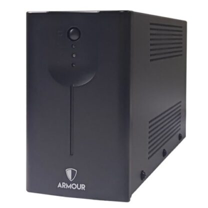 041120246728e0df65449 Armour 650VA UPS, 390W, LED Display, 2x UK Plug, 2x RJ45, USB - Black Antler