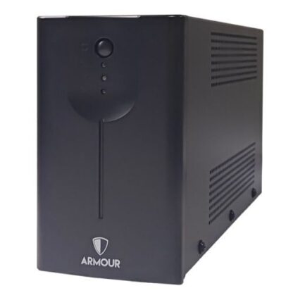 041120246728e0e0a791b Armour 850VA UPS, 480W, LED Display, 2x UK Plug, 2x RJ45, USB - Black Antler