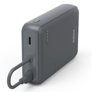 Hama Travel 10000mAh Fast Charge Powerbank, 2x USB-C, LED Capacity Indicator, Grey