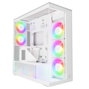 ARCTIC Xtender (VG White) Case w/ Clear Glass Side and Front, E-ATX, 5x ARGB Fans, ARGB PSU Shroud, Mesh Airflow, GPU Vertical Mount, USB-C 10Gbps