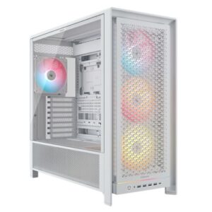 Corsair FRAME 5000D RS Modular Gaming Case w/ Glass Side, E-ATX, 4x ARGB Fans, InfiniRail Fan Mounting, USB-C, ARGB Strip, Asus BTF Compatible, White