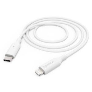 Hama Charging/Data USB-C to Lightning Cable, 480Mbps, 1 Metre, White, MFI Certified
