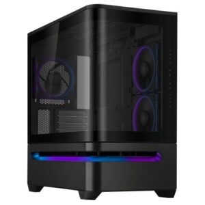 Asus Prime AP202 ARGB Gaming Case w/ Curved Glass Panel, Micro ATX, 3x ARGB Fans, ARGB Light Band, 420mm GPU Support, USB-C 20Gbps, Black