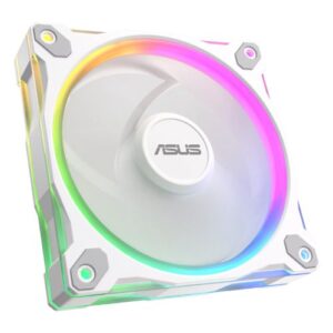 Asus Prime MR120 ARGB 120mm PWM Case Fan, Sleeve Bearing, 28mm Frame, Dual-Sided Lighting, 1600 RPM, White