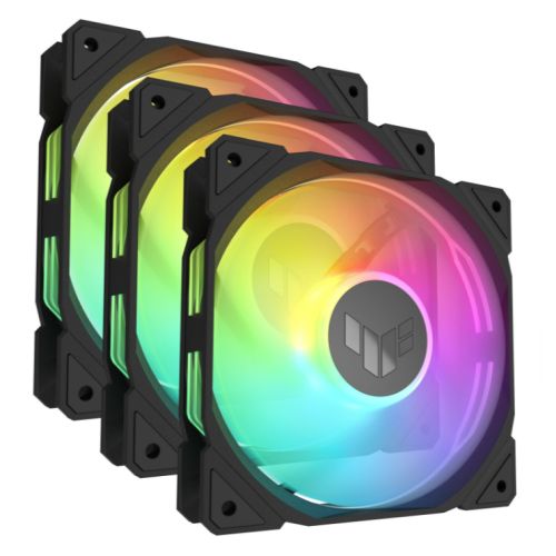 Asus TUF Gaming TR120 ARGB Reverse Blade 120mm PWM Case Fans (3 Pack), Hydraulic Bearing, 28mm Frame, Double-layer LED Matrix Design, 2000 RPM, Black