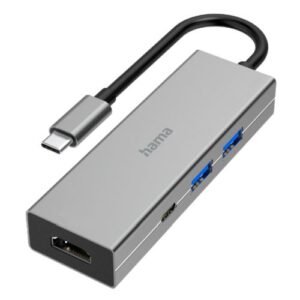 Hama 4-Port USB-C 3.2 Gen1 Hub w/ HDMI - 2x USB-A, 1x USB-C, 1x HDMI, Aluminium
