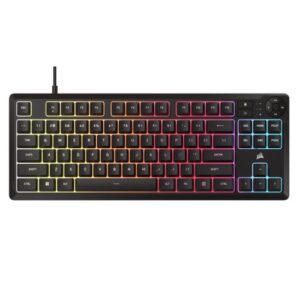 Corsair K55 CORE TKL Tenkeyless RGB Membrane Gaming Keyboard, USB, 8-Zone RGB, 12-Key Rollover, Dedicated Media Keys