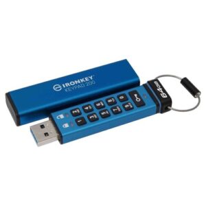 Kingston 64B IronKey Keypad 200 Memory Pen, USB-A 3.2 Gen1, FIPS 140-3 w/ XTS-AES 256-bit Hardware Encryption, Alphanumeric PIN, R/W 145/115 MB/s