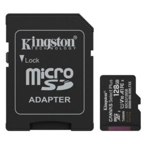 Kingston 128GB Canvas Select Plus Gen3 MicroSDXC Card with SD Adapter, UHS-I Class 10, U1, V10, A1 App Performance, 150MB/s