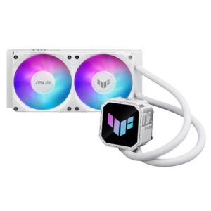 Asus TUF Gaming LC III 240 ARGB Liquid CPU Cooler, 240mm Radiator, ARGB Logo, 2x ARGB PWM Fans, White