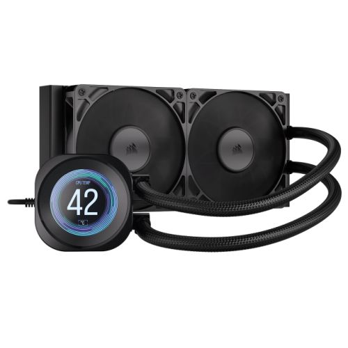 Corsair NAUTILUS 240 RS LCD Liquid CPU Cooler, Personalised LCD Screen, RS120 Magnetic Dome Fans, Daisy-Chain Connections, Black