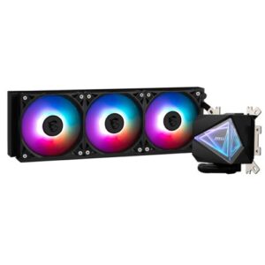 MSI MAG CORELIQUID I360 360mm Liquid CPU Cooler, 3x ARGB PWM Fans, Dual-sided Infinite Mirror Cooling Block, Black
