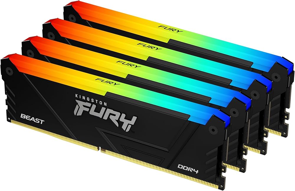 Kingston FURY Beast 128GB (4x32GB) DDR4 3600MHz CL18 Memory Kit Black